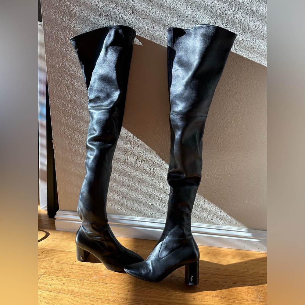 YSL LEATHER THIGH HIGH BOOTS SZ 37 (6.5/7)